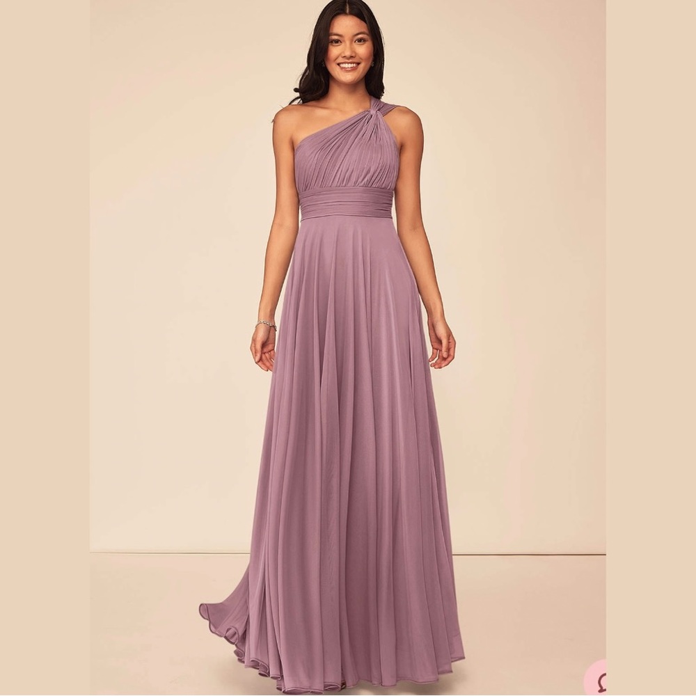 AZAZIE CHARLIZE -Mesh FloorLength Dress Dusty Rose (prom / bridesmaid / wedding)